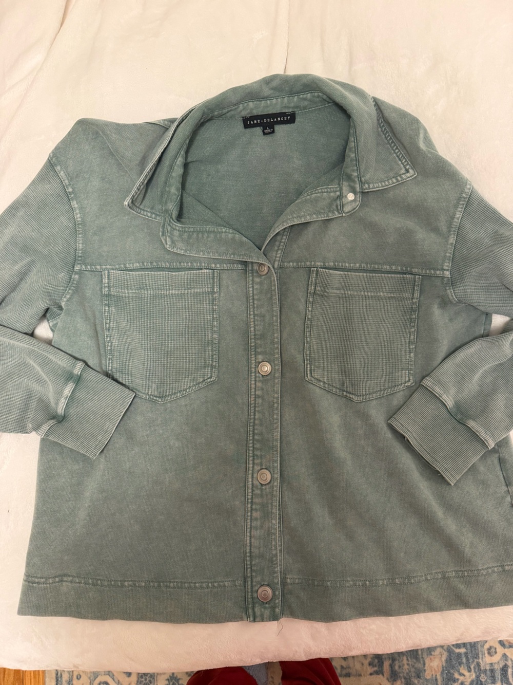 Jane and Delancey Washed Sage Button-Down Shirt Jacket